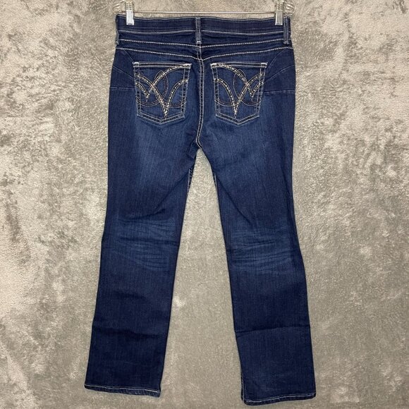Wrangler Women Cowgirl Cut Booty Up Ultimate Riding Q-Baby Dark Denim Jean 8 - Picture 1 of 12